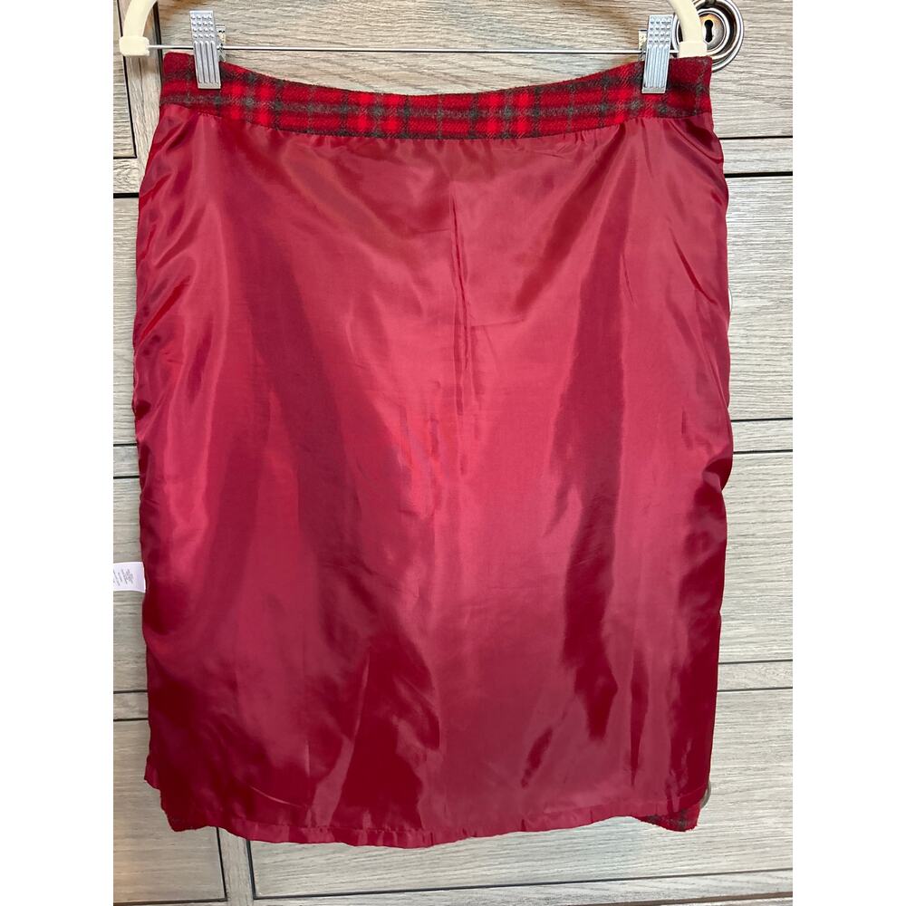Talbots Outlet | Red/Gray Wool Blend Plaid Pencil Skirt | 8 - Picture 12 of 12